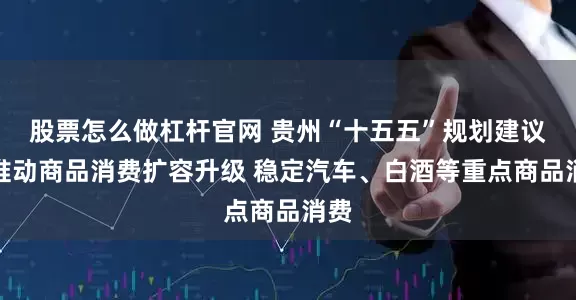股票怎么做杠杆官网 贵州“十五五”规划建议：推动商品消费扩容升级 稳定汽车、白酒等重点商品消费